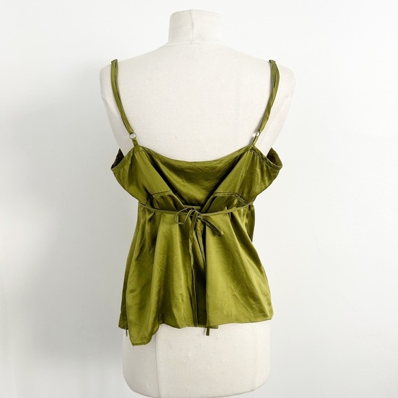 Vintage Silk Y2K Tommy Hilfiger Lace Trim Fairy Core Green Top Size Large (L) - Picture 7 of 8